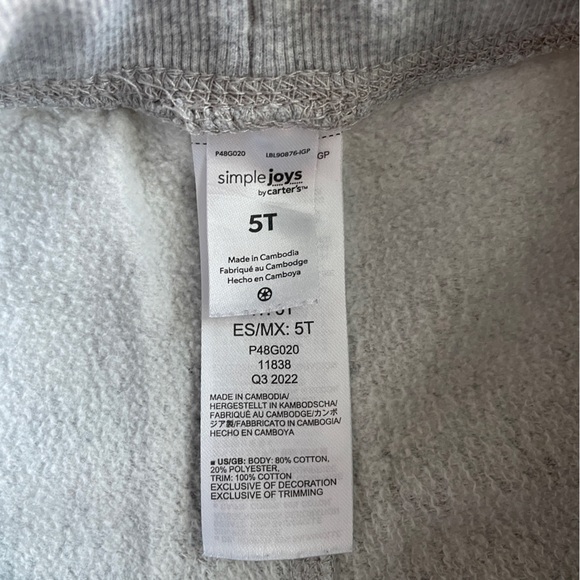 CARTER’S - Set of 2 - 5T Boys Light Gray and Navy Blue Pull on Fleece Pants EUC - Picture 9 of 10